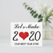 ハッピーニューイヤー2020やる気を起こさせる引用文ハート シーズンポストカード (スタンド正面)