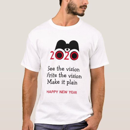 ハッピーニューイヤー2020ビジョン双眼鏡カスタマイズ Tシャツ (正面)