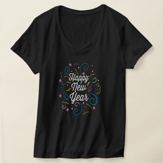 ハッピーニューイヤー2020年パーティー装飾お祝い Tシャツ (レイダウン)