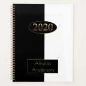 ハッピーニューイヤー2020白黒金ゴールド エレガント プランナー手帳 (正面)