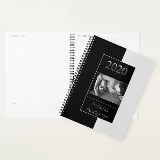 ハッピーニューイヤー2020黒とシルバーグレイエレガント プランナー手帳 (ディスプレー)