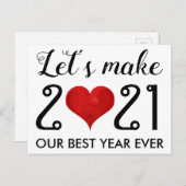 ハッピーニューイヤー2021やる気を起こさせる引用文ハート シーズンポストカード (正面/裏面)