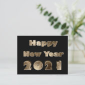 ハッピーニューイヤー2021金ゴールドルックシックエレガント シーズンポストカード (スタンド正面)