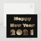 ハッピーニューイヤー2021金ゴールドルックシックエレガント シーズンポストカード (正面/裏面)