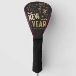 ハッピーニューイヤー2022ホリデー金ゴールドグリッターフェスティバル ゴルフヘッドカバー