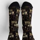 ハッピーニューイヤー2022ホリデー金ゴールドグリッターフェスティバル ソックス (上部)