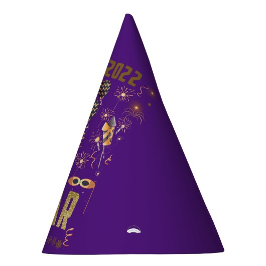 ハッピーニューイヤー2022ホリデー金ゴールドグリッターフェスティバル パーティーハット (右)