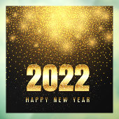 ハッピーニューイヤー2022金ゴールドブラックビジネスショップ ウィンドウサイン (シート3)