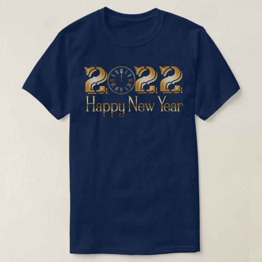 ハッピーニューイヤー2022 Midnight ClockニューイヤーイブPa Tシャツ (デザイン正面)