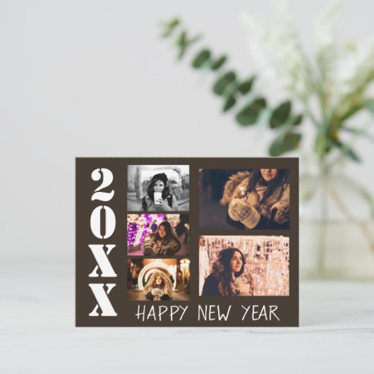 ハッピーニューイヤー2023あいさつ5フォトコラージュ ポストカード (スタンド正面)