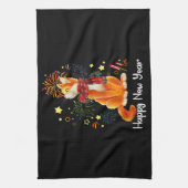 ハッピーニューイヤー2023おもしろいハッピーニャーイヤー猫ラブ キッチンタオル (縦)