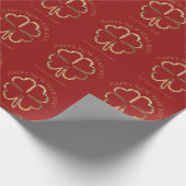 ハッピーニューイヤー2023またはあなたのテキスト4葉クローバー ラッピングペーパー (角)