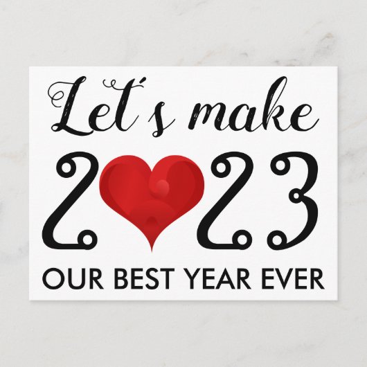 ハッピーニューイヤー2023やる気を起こさせる引用文ハート シーズンポストカード (正面)