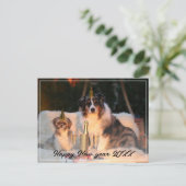 ハッピーニューイヤー2023ドッグフォトスクリプトホリデー シーズンポストカード (スタンド正面)