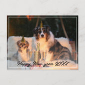 ハッピーニューイヤー2023ドッグフォトスクリプトホリデー シーズンポストカード (正面)
