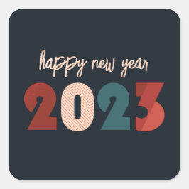 ハッピーニューイヤー2023ホリデイデザイン スクエアシール
