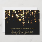 ハッピーニューイヤー2023リーチのためのスターズブラック金ゴールド 招待状 (正面)