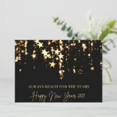 ハッピーニューイヤー2023リーチのためのスターズブラック金ゴールド 招待状 (スタンド正面)