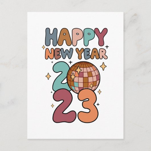 ハッピーニューイヤー2023ヴィンテージレトロ ポストカード (正面)