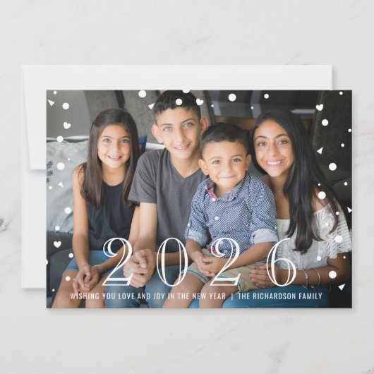 ハッピーニューイヤー2023白黒紙吹雪写真 シーズンカード (正面)