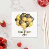 ハッピーニューイヤー2023黒と金ゴールド風船 スタンダードカクテルナプキン (インサイチュ)