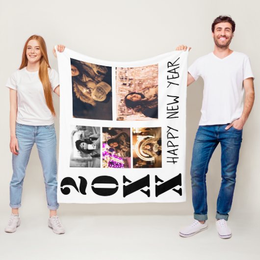 ハッピーニューイヤー2023 5フォトコラージュ フリースブランケット (インサイチュ)