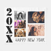 ハッピーニューイヤー2023 5フォトコラージュ フリースブランケット (正面(横))