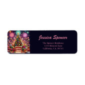 ハッピーニューイヤー2024クリスマスツリー差出人住所 ラベル (正面)