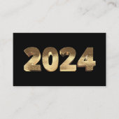 ハッピーニューイヤー2024ゴールデン白黒金ゴールド 名刺 (正面)
