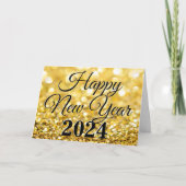 ハッピーニューイヤー2024シックなカスタム金ゴールドビジネス シーズンカード (正面)