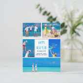 ハッピーニューイヤー2024シックモダンフォトコラージュ ポストカード (スタンド正面)