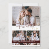 ハッピーニューイヤー2024スクリプトモダンホリデーカード 招待状 (正面)