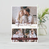 ハッピーニューイヤー2024スクリプトモダンホリデーカード 招待状 (スタンド正面)