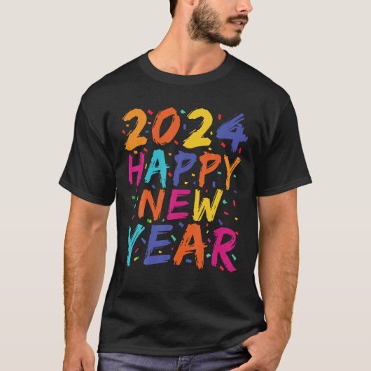 ハッピーニューイヤー2024ファミリーマッチングお祝いPa Tシャツ (正面)
