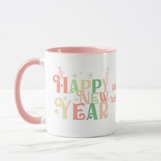 ハッピーニューイヤー2024レトロカラフルパーティー2024 マグカップ (左)