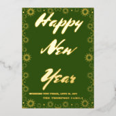 ハッピーニューイヤー2024レトログリーンリボン 箔シーズンカード (正面)