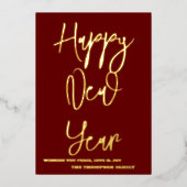 ハッピーニューイヤー2024レトロレッドリボン 箔シーズンカード (正面)