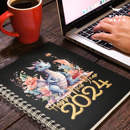 ハッピーニューイヤー2024中国のドラゴンウォーター色 プランナー手帳
