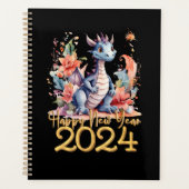 ハッピーニューイヤー2024中国のドラゴンウォーター色 プランナー手帳 (正面)