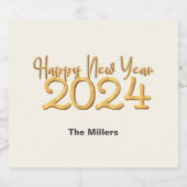 ハッピーニューイヤー2024中国のドラゴンバニラ スパークリングワインラベル (シングルラベル)