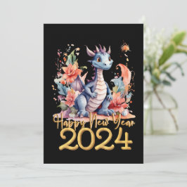 ハッピーニューイヤー2024中国のドラゴンブラック シーズンカード
