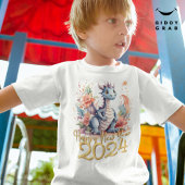 ハッピーニューイヤー2024中国のドラゴンブラック Tシャツ