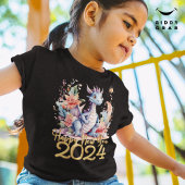 ハッピーニューイヤー2024中国のドラゴンブラック Tシャツ