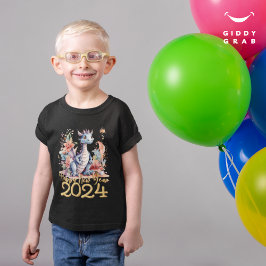 ハッピーニューイヤー2024中国のドラゴンブラック Tシャツ