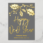 ハッピーニューイヤー2024会社、赤いリボン 箔シーズンカード (正面)