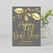 ハッピーニューイヤー2024会社、赤いリボン 箔シーズンカード (立ち正面)