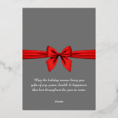 ハッピーニューイヤー2024会社、赤いリボン 箔シーズンカード (裏面)