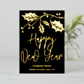 ハッピーニューイヤー2024会社、赤いリボン 箔シーズンカード (立ち正面)