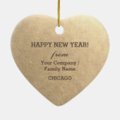 ハッピーニューイヤー2024年ハート図形 セラミックオーナメント (裏面)