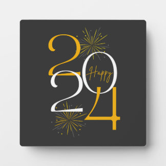 ハッピーニューイヤー2024年前夜Tシャツ フォトプラーク